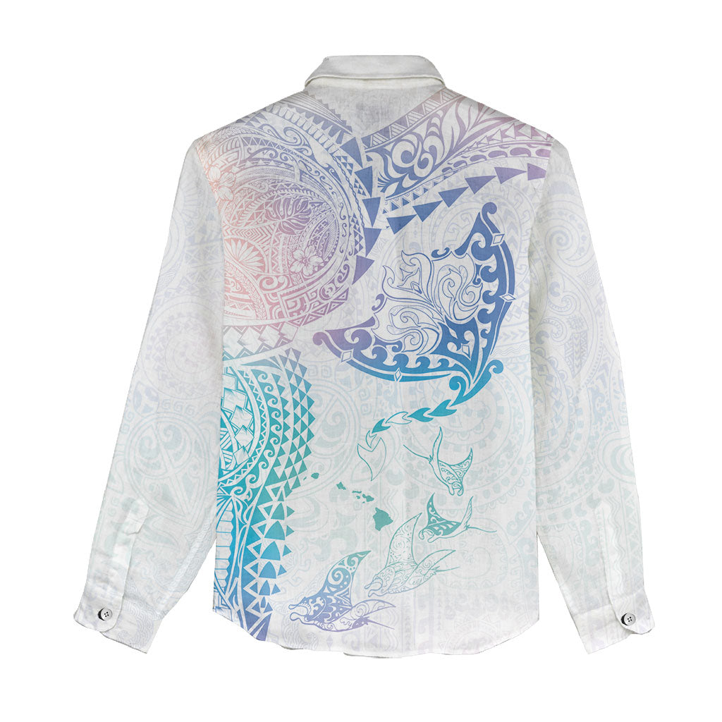 Hawaiian Manta Ray Tribal Women Casual Shirt Polynesian Art Motifs Sweet Pastel LT03 - Polynesian Pride