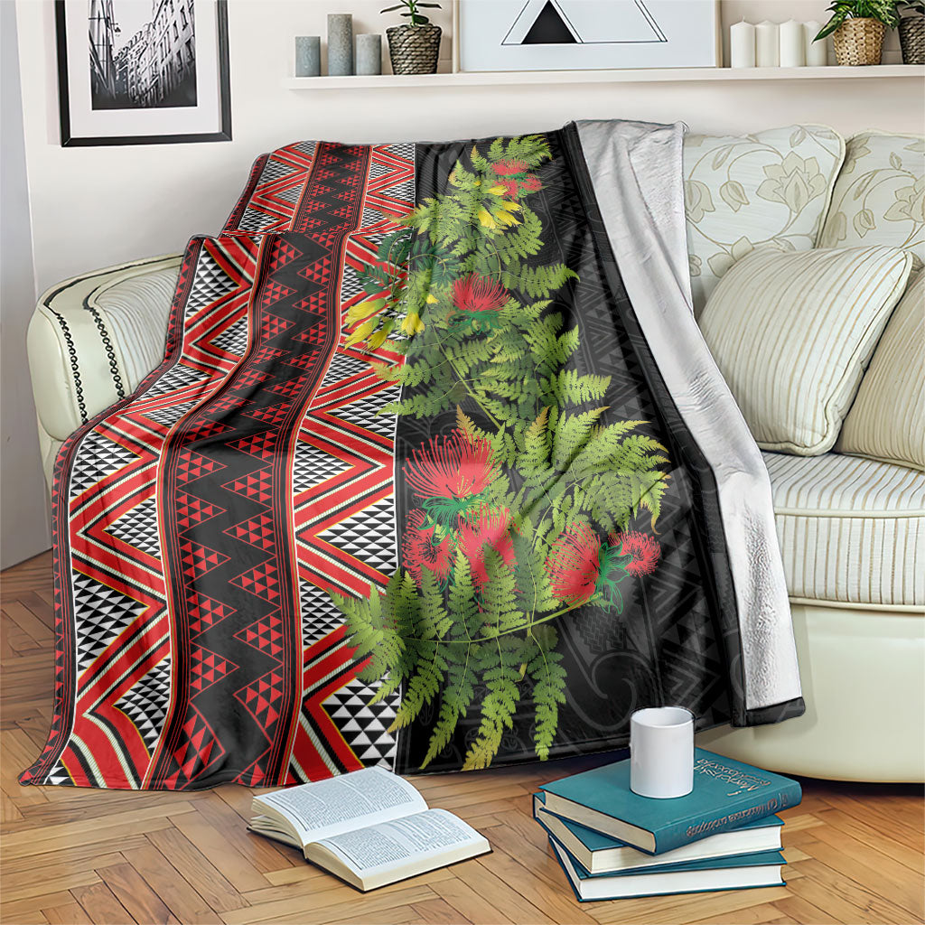 Maori Tukutuku Blanket with Ferns Pohutukawa and Kowhai Tribal Moko Patterns LT03 Multicolor - Polynesian Pride