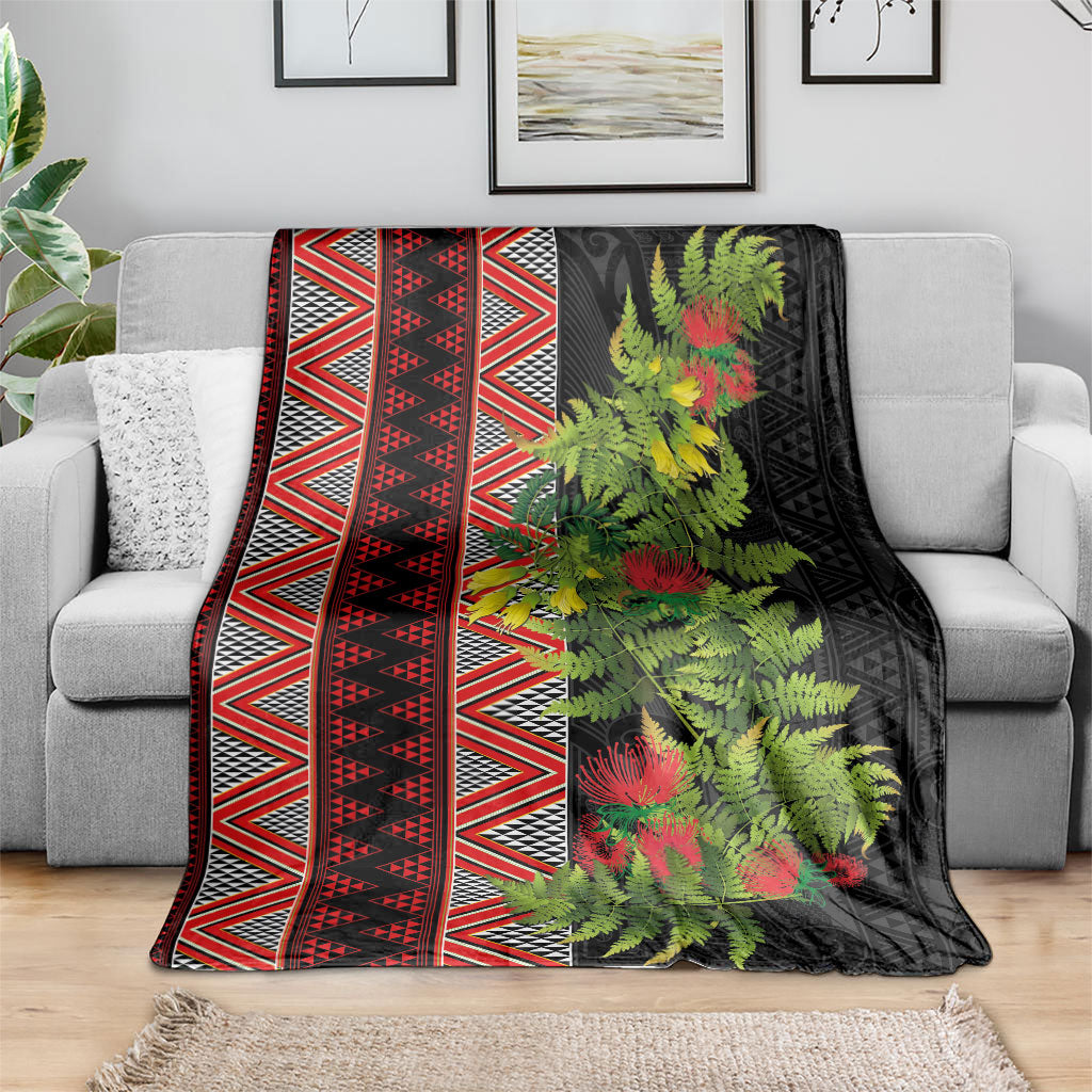 Maori Tukutuku Blanket with Ferns Pohutukawa and Kowhai Tribal Moko Patterns