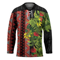 Maori Tukutuku Hockey Jersey with Ferns Pohutukawa and Kowhai Tribal Moko Patterns