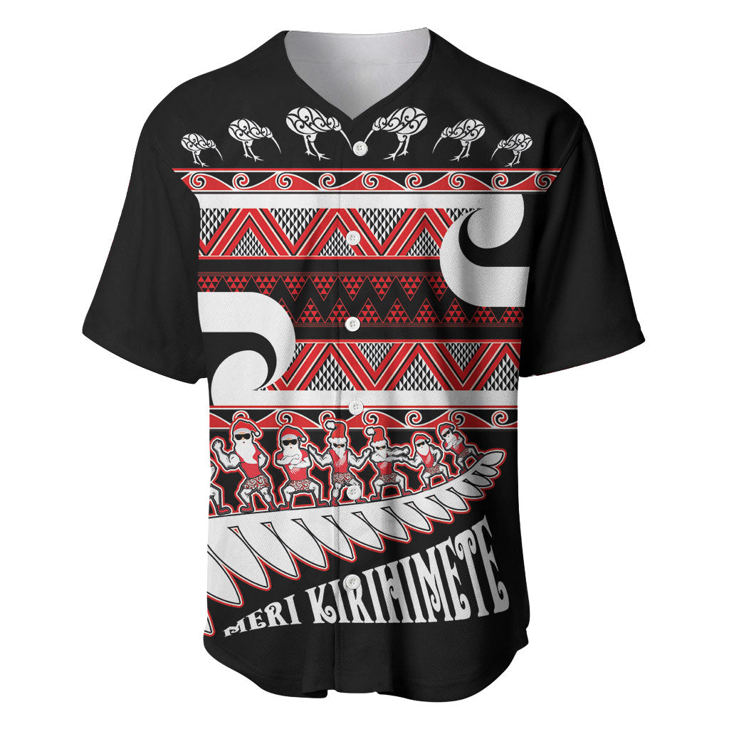 New Zealand Christmas Baseball Jersey Funny Santa Claus Haka Dance with Tukutuku LT03 Multicolor - Polynesian Pride