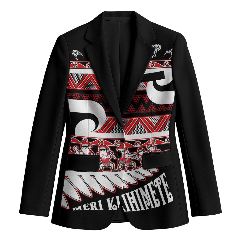 New Zealand Christmas Blazer Funny Santa Claus Haka Dance with Tukutuku LT03 Unisex Multicolor - Polynesian Pride