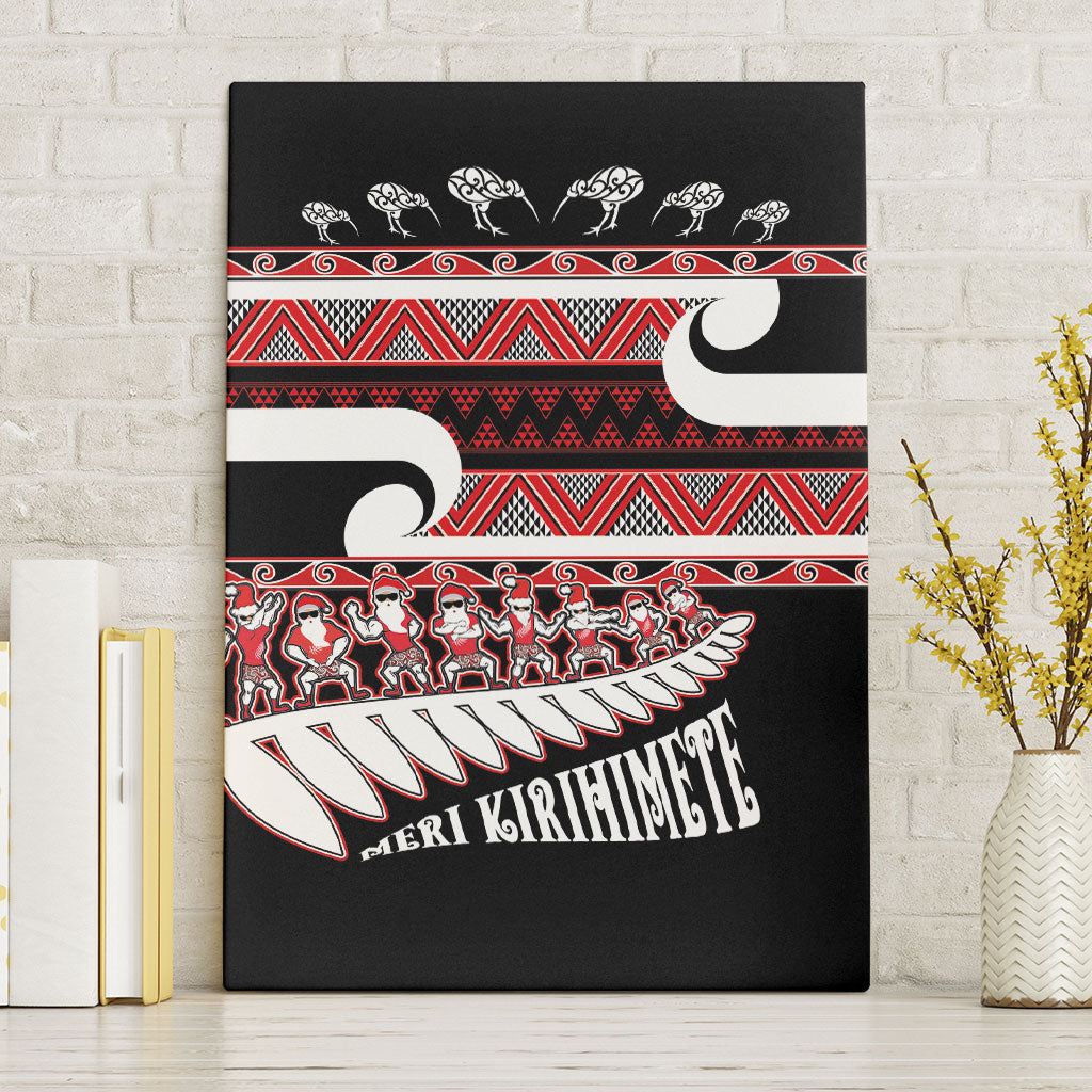 New Zealand Christmas Canvas Wall Art Funny Santa Claus Haka Dance with Tukutuku LT03 Without Frame Multicolor - Polynesian Pride