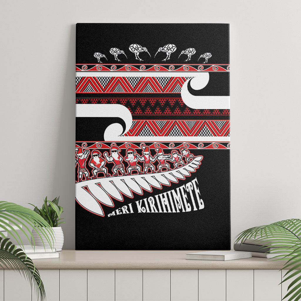 New Zealand Christmas Canvas Wall Art Funny Santa Claus Haka Dance with Tukutuku