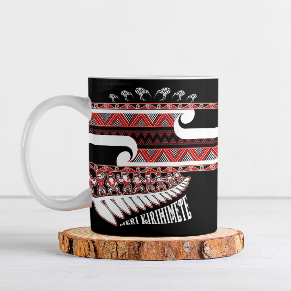 New Zealand Christmas Ceramic Mug Funny Santa Claus Haka Dance with Tukutuku