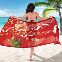 Hawaiian and Japanese Culture Together Sarong Kakau Tribal Pattern and Irezumi Art Red Color