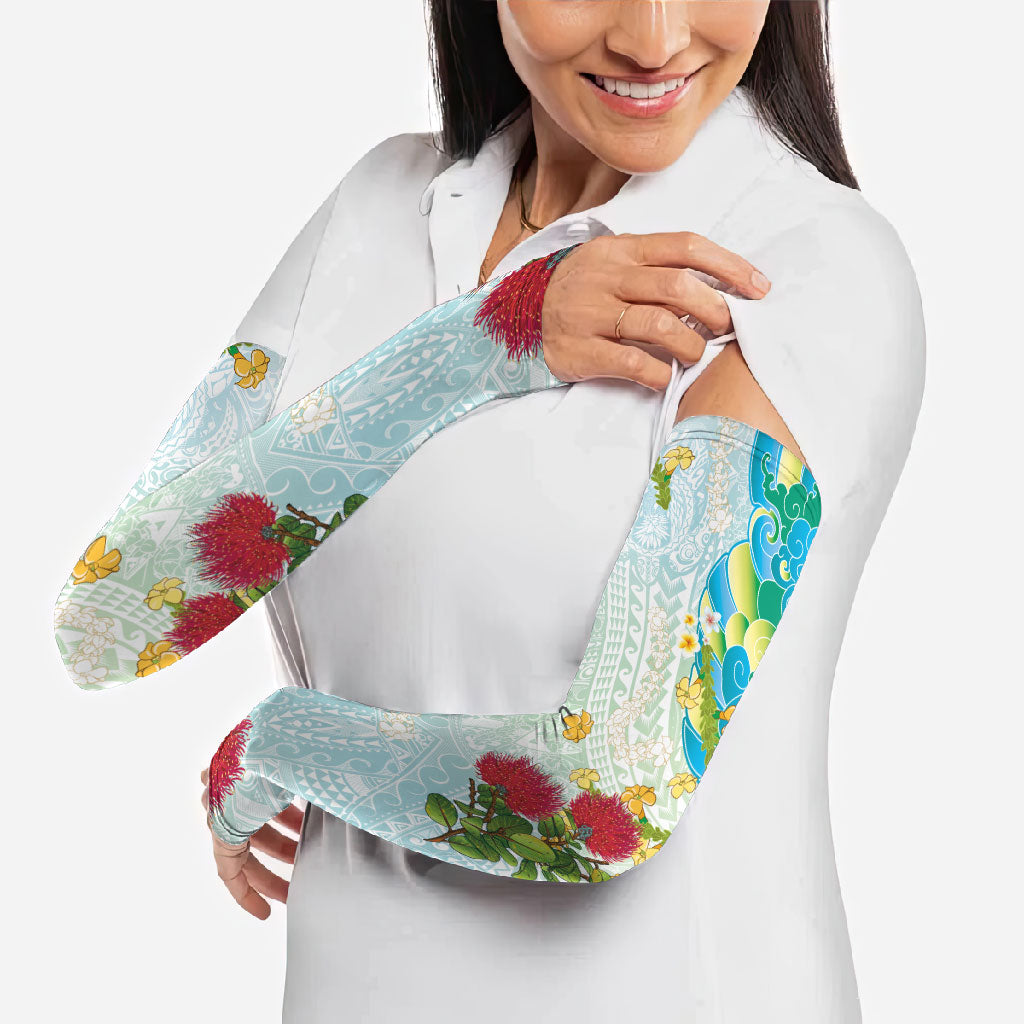 Japanese and Hawaiian Culture Fusion Arm Sleeves Irezumi with Turtles and Lei Kakau Pattern Fresh Vibe LT03 - Polynesian Pride