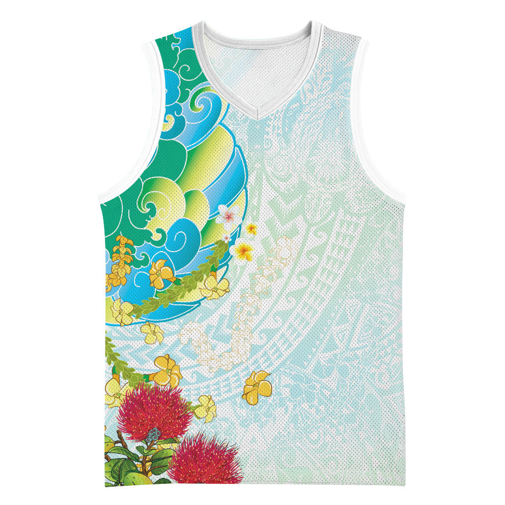 Japanese and Hawaiian Culture Fusion Basketball Jersey Irezumi with Turtles and Lei Kakau Pattern Fresh Vibe LT03 Unisex Multicolor - Polynesian Pride