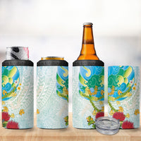 Japanese and Hawaiian Culture Fusion 4 in 1 Can Cooler Tumbler Irezumi with Turtles and Lei Kakau Pattern Fresh Vibe LT03 - Polynesian Pride