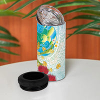 Japanese and Hawaiian Culture Fusion 4 in 1 Can Cooler Tumbler Irezumi with Turtles and Lei Kakau Pattern Fresh Vibe LT03 - Polynesian Pride