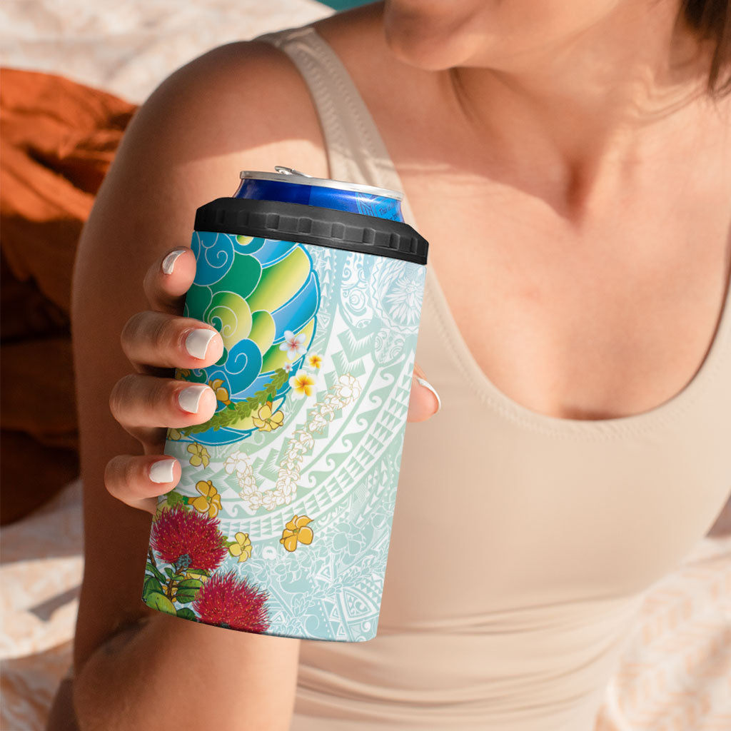 Japanese and Hawaiian Culture Fusion 4 in 1 Can Cooler Tumbler Irezumi with Turtles and Lei Kakau Pattern Fresh Vibe LT03 - Polynesian Pride