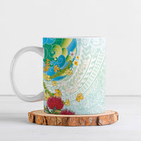 Japanese and Hawaiian Culture Fusion Ceramic Mug Irezumi with Turtles and Lei Kakau Pattern Fresh Vibe LT03 Multicolor - Polynesian Pride