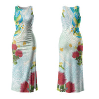 Japanese and Hawaiian Culture Fusion Couples Matching Tank Maxi Dress and Long Sleeve Button Shirt Irezumi with Turtles and Lei Kakau Pattern Fresh Vibe LT03 - Polynesian Pride