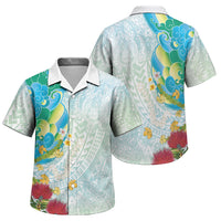 Japanese and Hawaiian Culture Fusion Family Matching Puletasi and Hawaiian Shirt Irezumi with Turtles and Lei Kakau Pattern Fresh Vibe LT03 Son's Shirt Multicolor - Polynesian Pride
