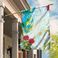 Japanese and Hawaiian Culture Fusion Garden Flag Irezumi with Turtles and Lei Kakau Pattern Fresh Vibe LT03 House Flag Multicolor - Polynesian Pride