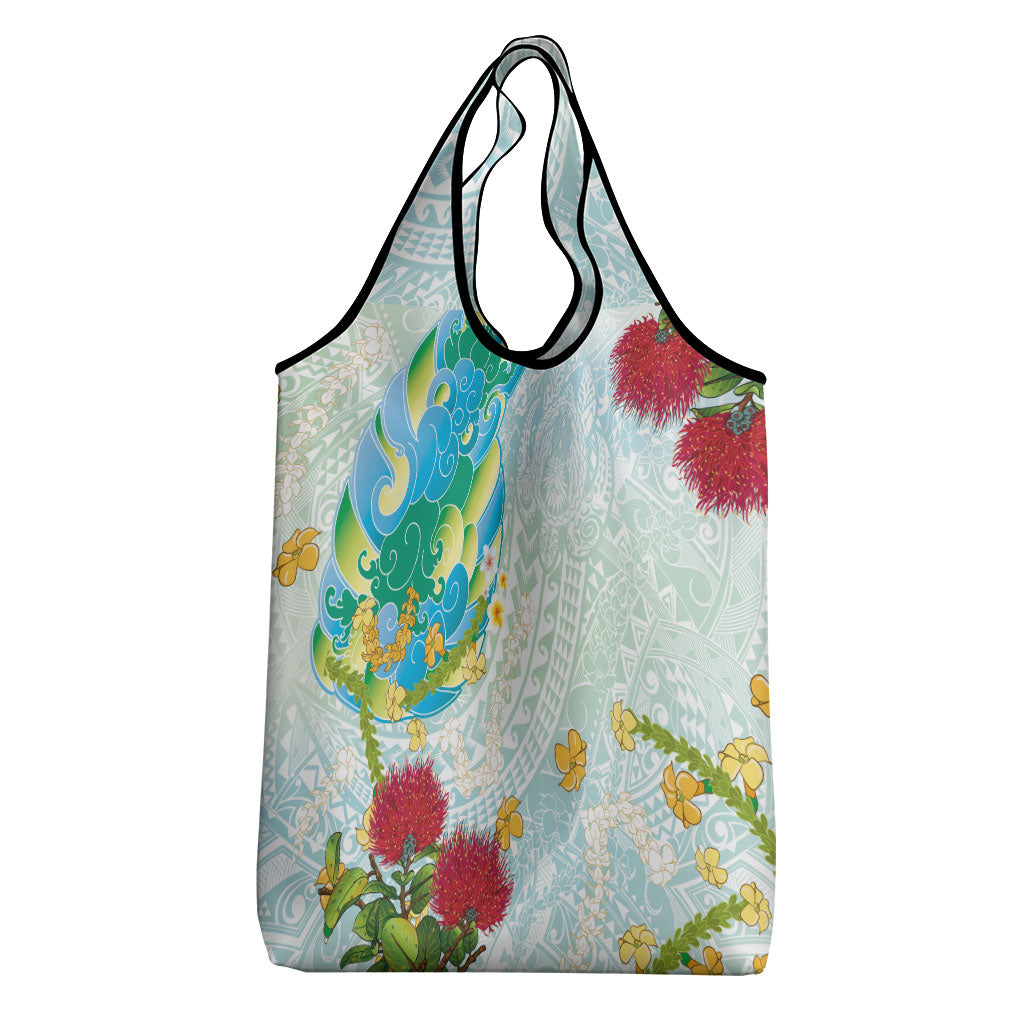 Japanese and Hawaiian Culture Fusion Grocery Bag Irezumi with Turtles and Lei Kakau Pattern Fresh Vibe LT03 - Polynesian Pride