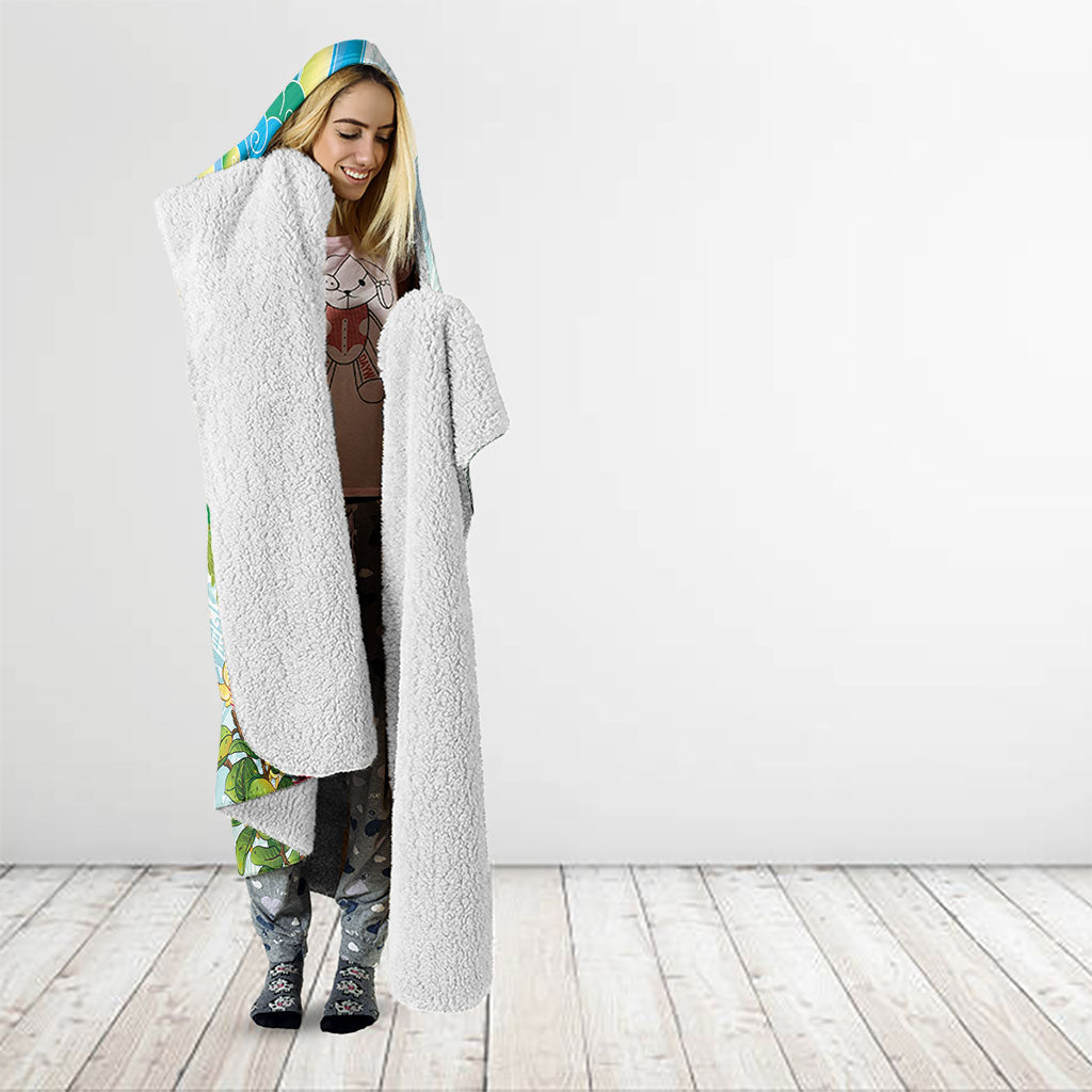 Japanese and Hawaiian Culture Fusion Hooded Blanket Irezumi with Turtles and Lei Kakau Pattern Fresh Vibe LT03 - Polynesian Pride