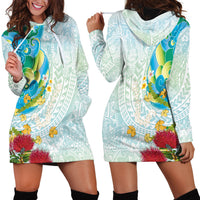 Japanese and Hawaiian Culture Fusion Hoodie Dress Irezumi with Turtles and Lei Kakau Pattern Fresh Vibe LT03 - Polynesian Pride