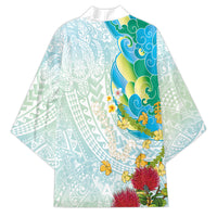 Japanese and Hawaiian Culture Fusion Kimono Irezumi with Turtles and Lei Kakau Pattern Fresh Vibe LT03 - Polynesian Pride