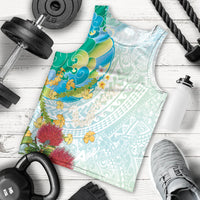 Japanese and Hawaiian Culture Fusion Men Tank Top Irezumi with Turtles and Lei Kakau Pattern Fresh Vibe LT03 - Polynesian Pride