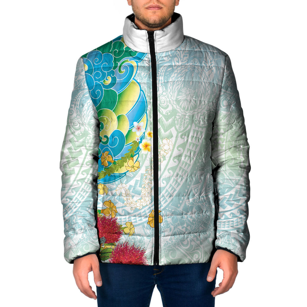 Japanese and Hawaiian Culture Fusion Padded Jacket Irezumi with Turtles and Lei Kakau Pattern Fresh Vibe LT03 Men Multicolor - Polynesian Pride