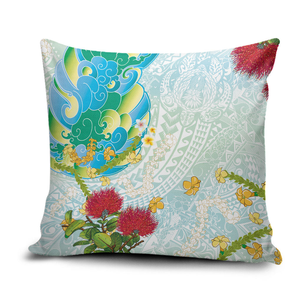 Japanese and Hawaiian Culture Fusion Pillow Cover Irezumi with Turtles and Lei Kakau Pattern Fresh Vibe LT03 Multicolor - Polynesian Pride