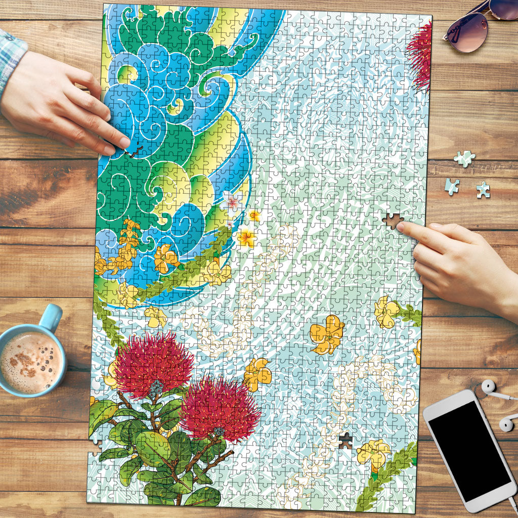 Japanese and Hawaiian Culture Fusion Puzzle Irezumi with Turtles and Lei Kakau Pattern Fresh Vibe LT03 Multicolor - Polynesian Pride