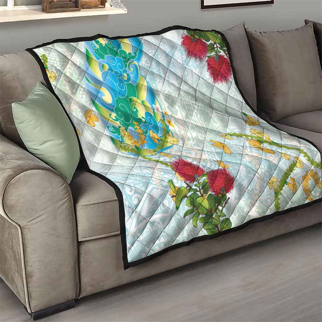 Japanese and Hawaiian Culture Fusion Quilt Irezumi with Turtles and Lei Kakau Pattern Fresh Vibe LT03 - Polynesian Pride