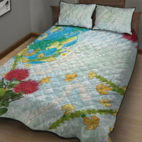 Japanese and Hawaiian Culture Fusion Quilt Bed Set Irezumi with Turtles and Lei Kakau Pattern Fresh Vibe LT03 - Polynesian Pride