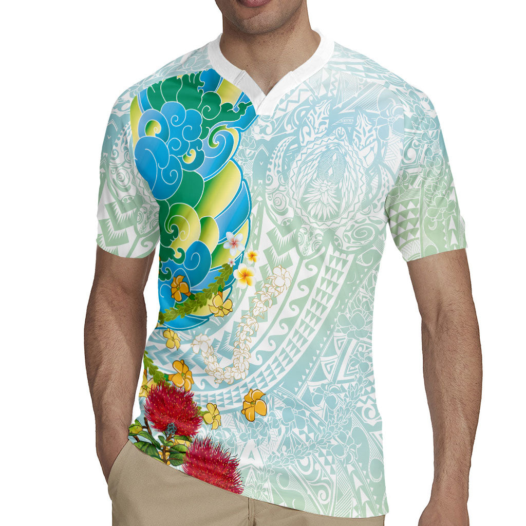 Japanese and Hawaiian Culture Fusion Rugby Jersey Irezumi with Turtles and Lei Kakau Pattern Fresh Vibe LT03 - Polynesian Pride