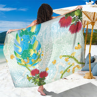 Japanese and Hawaiian Culture Fusion Sarong Irezumi with Turtles and Lei Kakau Pattern Fresh Vibe LT03 One Size 44 x 66 inches Multicolor - Polynesian Pride