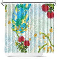 Japanese and Hawaiian Culture Fusion Shower Curtain Irezumi with Turtles and Lei Kakau Pattern Fresh Vibe LT03 Multicolor - Polynesian Pride