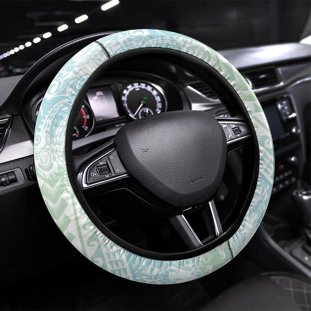 Japanese and Hawaiian Culture Fusion Steering Wheel Cover Irezumi with Turtles and Lei Kakau Pattern Fresh Vibe LT03 Universal Fit Multicolor - Polynesian Pride