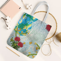 Japanese and Hawaiian Culture Fusion Tote Bag Irezumi with Turtles and Lei Kakau Pattern Fresh Vibe LT03 White Strap One Size Multicolor - Polynesian Pride