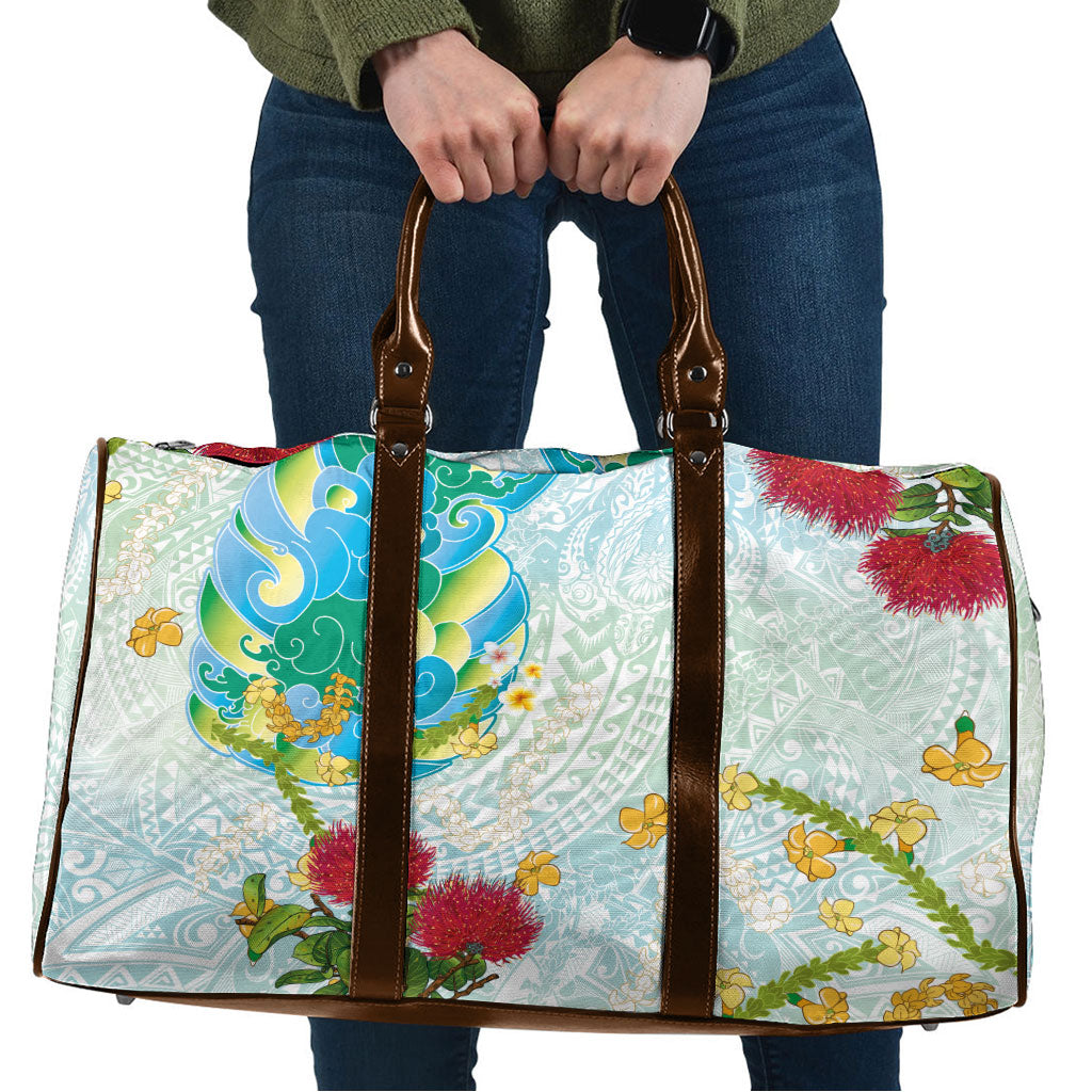 Japanese and Hawaiian Culture Fusion Travel Bag Irezumi with Turtles and Lei Kakau Pattern Fresh Vibe LT03 Multicolor - Polynesian Pride
