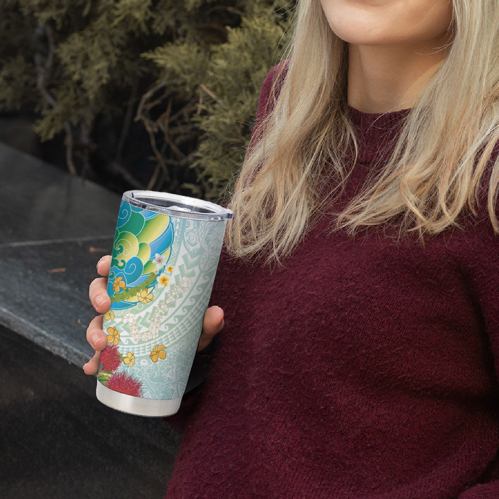 Japanese and Hawaiian Culture Fusion Tumbler Cup Irezumi with Turtles and Lei Kakau Pattern Fresh Vibe LT03 - Polynesian Pride