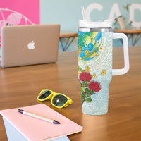 Japanese and Hawaiian Culture Fusion Tumbler With Handle Irezumi with Turtles and Lei Kakau Pattern Fresh Vibe LT03 - Polynesian Pride