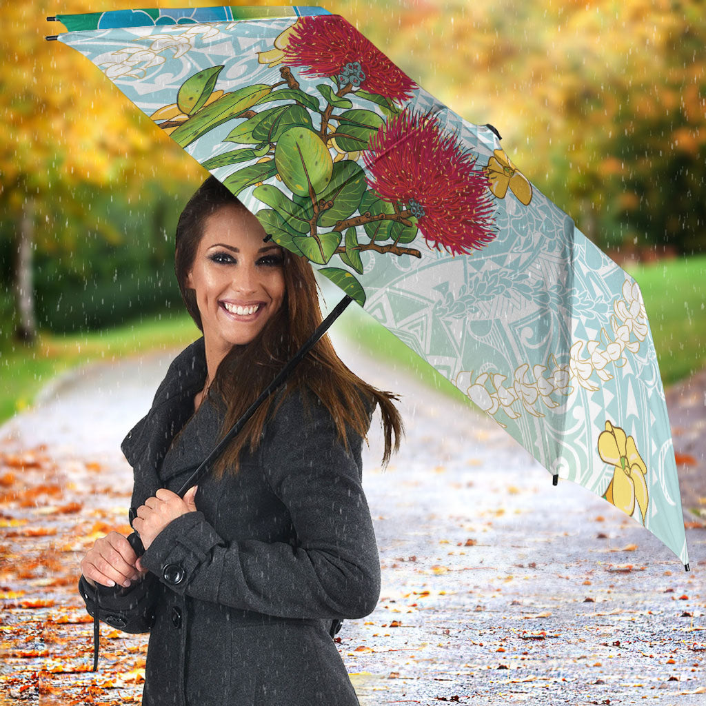 Japanese and Hawaiian Culture Fusion Umbrella Irezumi with Turtles and Lei Kakau Pattern Fresh Vibe LT03 - Polynesian Pride