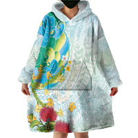 Japanese and Hawaiian Culture Fusion Wearable Blanket Hoodie Irezumi with Turtles and Lei Kakau Pattern Fresh Vibe LT03 - Polynesian Pride