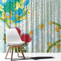 Japanese and Hawaiian Culture Fusion Window Curtain Irezumi with Turtles and Lei Kakau Pattern Fresh Vibe LT03 - Polynesian Pride