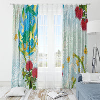 Japanese and Hawaiian Culture Fusion Window Curtain Irezumi with Turtles and Lei Kakau Pattern Fresh Vibe LT03 - Polynesian Pride