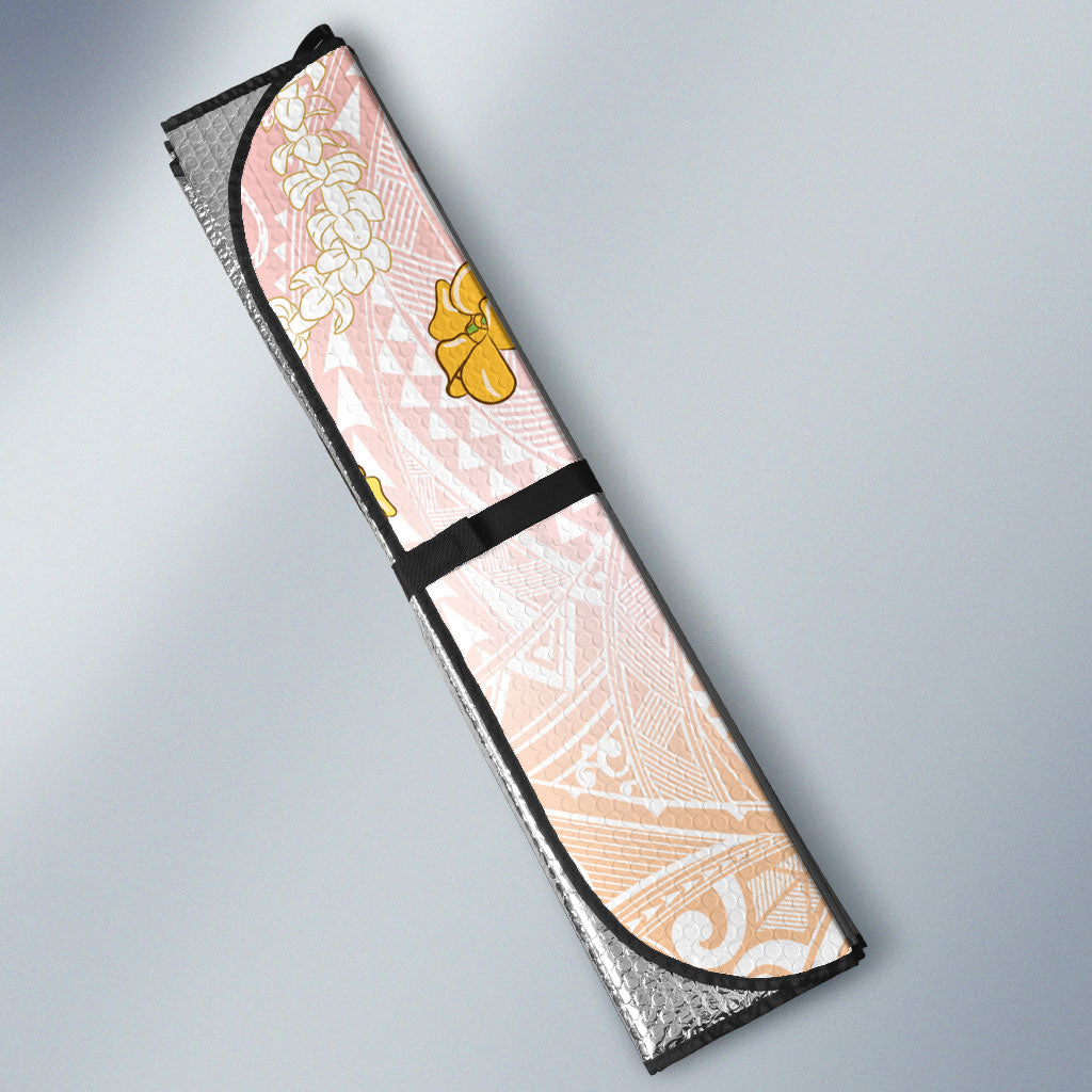 Japanese and Hawaiian Culture Fusion Auto Sun Shade Irezumi with Turtles and Lei Kakau Pattern Sunset Vibe LT03 - Polynesian Pride