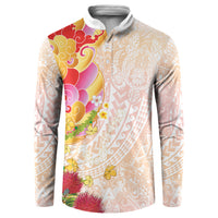 Japanese and Hawaiian Culture Fusion Button Sweatshirt Irezumi with Turtles and Lei Kakau Pattern Sunset Vibe LT03 Multicolor - Polynesian Pride