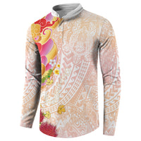 Japanese and Hawaiian Culture Fusion Button Sweatshirt Irezumi with Turtles and Lei Kakau Pattern Sunset Vibe LT03 - Polynesian Pride