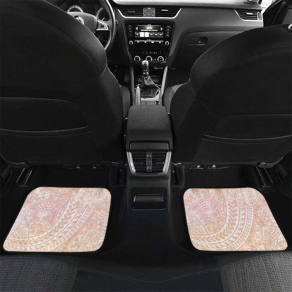 Japanese and Hawaiian Culture Fusion Car Mats Irezumi with Turtles and Lei Kakau Pattern Sunset Vibe LT03 Set 2pcs - Back Multicolor - Polynesian Pride