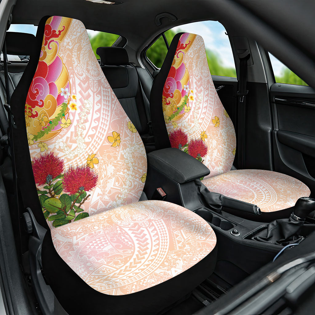 Japanese and Hawaiian Culture Fusion Car Seat Cover Irezumi with Turtles and Lei Kakau Pattern Sunset Vibe LT03 One Size Multicolor - Polynesian Pride