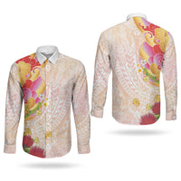 Japanese and Hawaiian Culture Fusion Couples Matching Mermaid Dress and Long Sleeve Button Shirt Irezumi with Turtles and Lei Kakau Pattern Sunset Vibe LT03 - Polynesian Pride