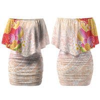Japanese and Hawaiian Culture Fusion Couples Matching Off Shoulder Short Dress and Long Sleeve Button Shirt Irezumi with Turtles and Lei Kakau Pattern Sunset Vibe LT03 - Polynesian Pride