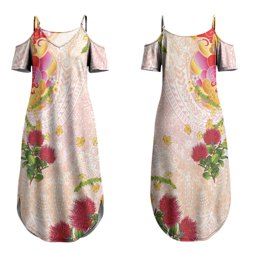 Japanese and Hawaiian Culture Fusion Couples Matching Summer Maxi Dress and Long Sleeve Button Shirt Irezumi with Turtles and Lei Kakau Pattern Sunset Vibe LT03 - Polynesian Pride