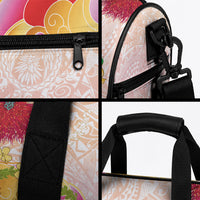 Japanese and Hawaiian Culture Fusion Duffle Bag Irezumi with Turtles and Lei Kakau Pattern Sunset Vibe